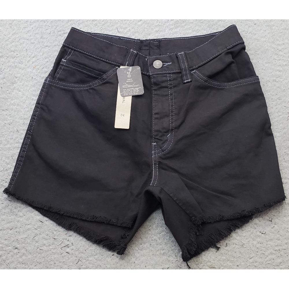 Vintage Levi's 511 Cutoff Shorts Womens Small Black Denim Raw Hem Urban Renewal